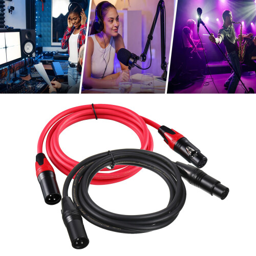 3Pin XLR Microphone Cable Professional Balanced-Black 2 meters 2
