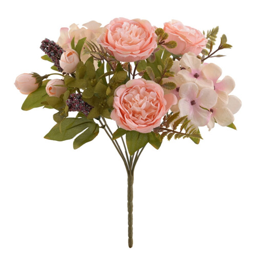 Bouquet di rose artificiali in seta vintage da 32 cm 1