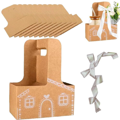 Geschenkbox mit Becherhaltern in Lebkuchenhausform – 5er-Pack 1