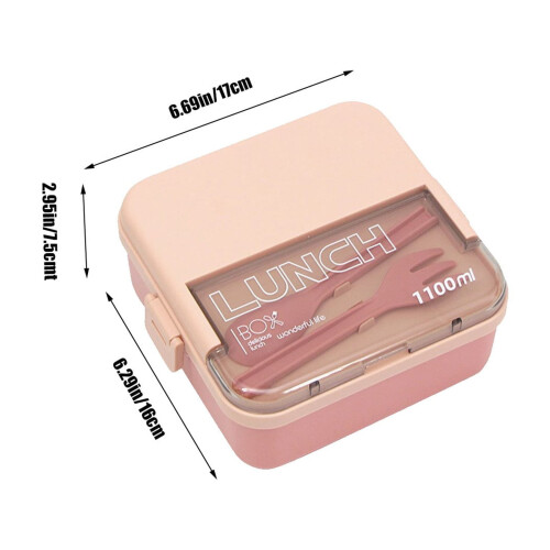 Leakproof 2-compartment bento box with utensils 1