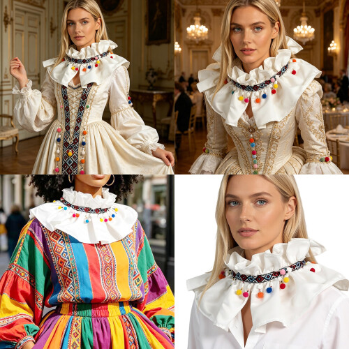 Faux col brodé, style bohème, collier détachable pour Costume 1