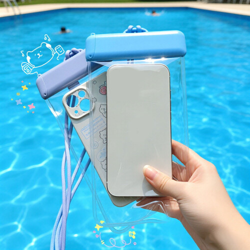 Housses transparentes et étanches pour téléphone portable,-Bleu 2