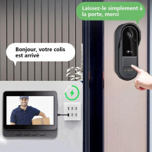 Wireless Video Doorbell - 1080P - 4.3" IPS Screen - 170 Wide Angle View - IP65