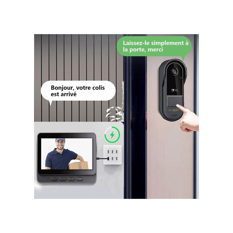 Wireless Video Doorbell - 1080P - 4.3" Ips Screen - 170 Wide Angle View - Ip65 6485316969854