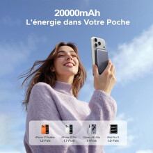 10000mAh Magnetic External Battery with 4 Built-in Cables, Wireless Power Bank with 6 Outputs and 3 Inputs with LED Display