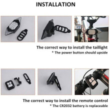 Bicycle Turn Signal with Wireless Remote Control, 5-Mode Rear Safety Warning Strobe Light