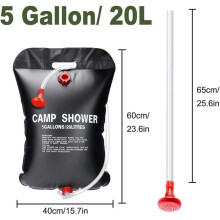 20L Solar Camping Shower Bag - PVC - Black
