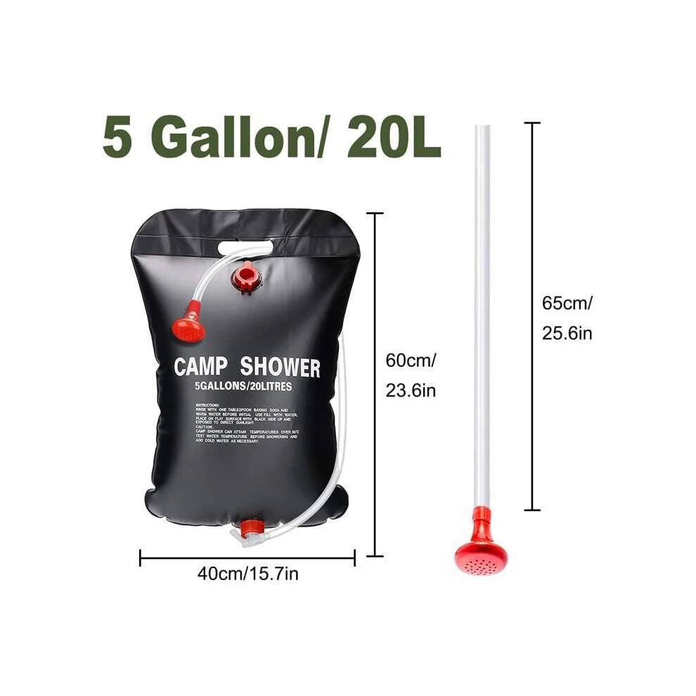 20L Solar Camping Shower Bag - Pvc - Black 6485316970621