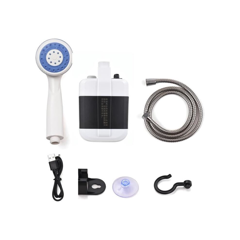 A148 Usb Portable Shower Â Rechargeable Camping Shower Pump With Hose, Compact, White 6485316970607