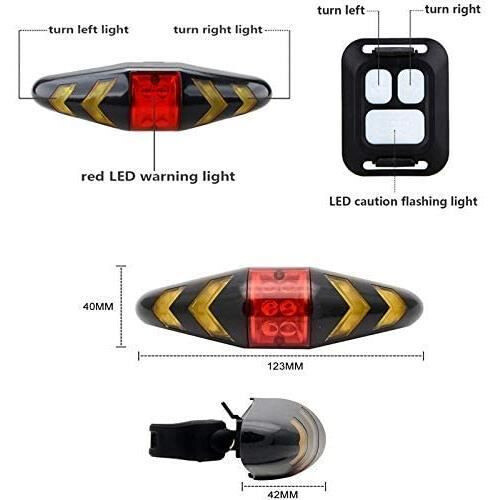 LED Bicycle Tail Light with Turn Signals, Wireless Remote Control, Multifunctional Modes, Waterproof for Mountain Bikes and Road Bikes