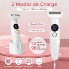 SEABUTY Women's Electric Shaver, 5-in-1 Intimate Trimmer, Wet and Dry IPX7, for Body, Underarms, Bikini Line, Eyebrows and Nose