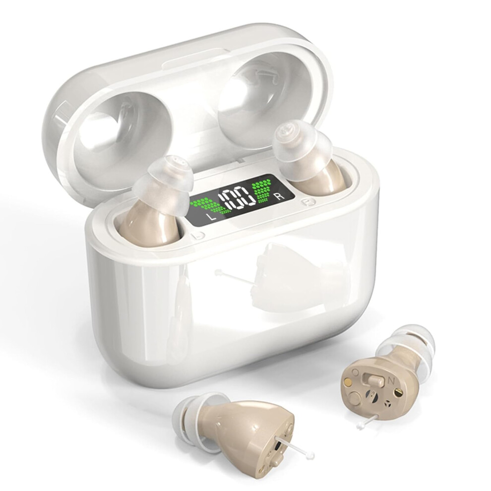 Kaiouli Beige Invisible Hearing Amplifier For Seniors With Crystal Sound Hearing Amplifiers For Adults With Long Lasting Battery, Intelligent Noise Reduction,