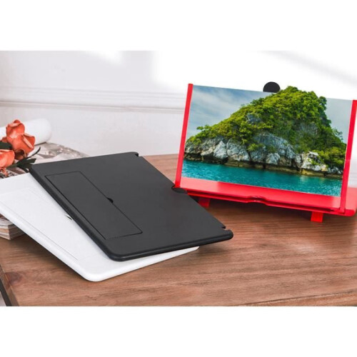 Smartphone Screen Magnifier, 3D Screen Magnifier, Foldable Stand, Large 12 Inch HD Screen (Black)