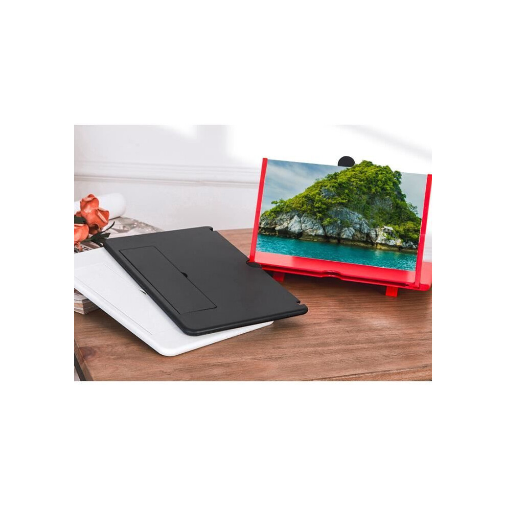 Smartphone Screen Magnifier, 3D Screen Magnifier, Foldable Stand, Large 12 Inch HD Screen (Black)