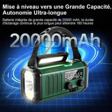 Portable Radio - AIMIUVEI - 20000mAh - 20,000 mAh Battery - Solar & Hand Crank - AM/FM Shortwave