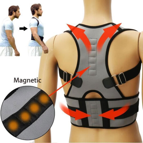 TEMPSA Posture Corrector Orthopedic Belt with Magnetic Back and Shoulder Support, Adjustable XXL