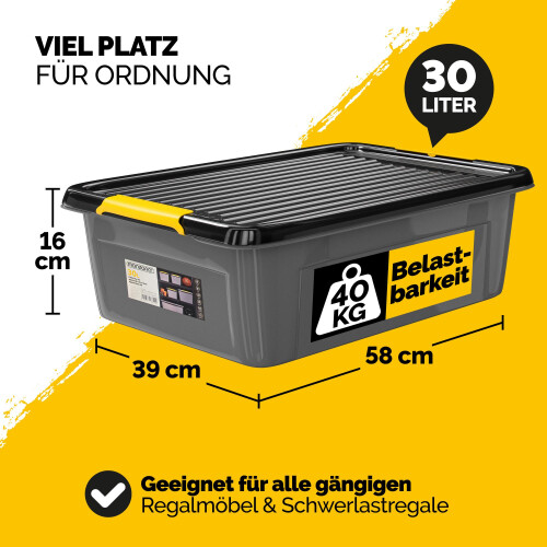 Aufbewahrungsbox grau/anthrazit 58x39x16cm stapelbar 1