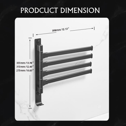 Towel Rack - TEMPSA - Rotating - 4 Bars - Bathroom Accessories 2