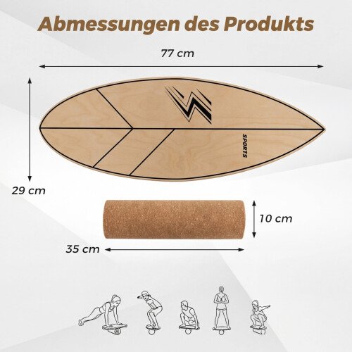 Wood Balance Board with Cork Roller, 11-Layer Birchwood 1