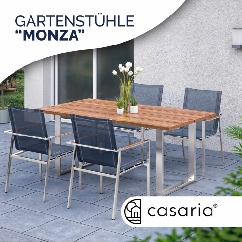 Stapelbare Gartenstühle, 4er-Set, Grau, Edelstahl 2