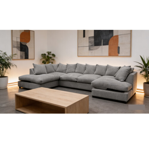 Furniture 786 Manaco U Shape Jumbo Cord Sofa with Scatter Back 1