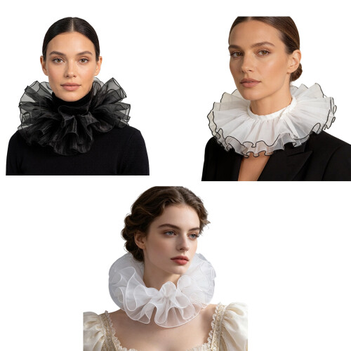 Victorian Detachable Collar With Ruffle and Layered-White 1 1