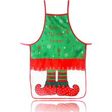 Tablier de Noël en flanelle rouge et verte, motif élan, 50 x 70 cm