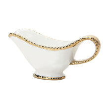 Saucière en porcelaine blanche à bordure dorée
