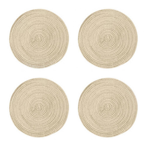 Lot de 4 sets de table ronds en coton et polypropylène, 35,5 cm (14 pouces).