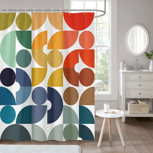 Duschvorhang für Kinder, Polyester, 152 x 183 cm, Regenbogen-Geometrie