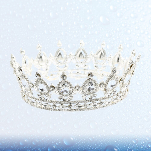 Στέμμα από κράμα Rhinestone για γυναίκες ασημί λευκό 2