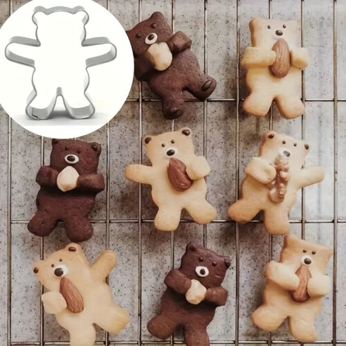 Cortador de biscoitos em aço inoxidável em formato de urso, 6,35 cm (2,5 polegadas) 1