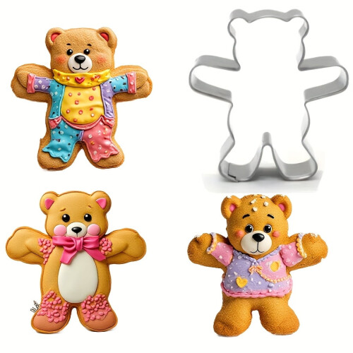 Cortador de biscoitos em aço inoxidável em formato de urso, 6,35 cm (2,5 polegadas) 2