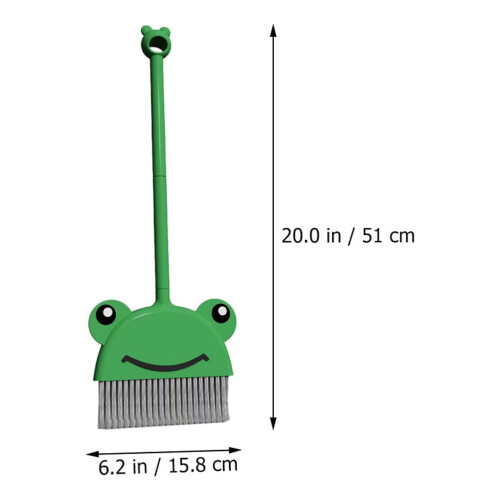 Kids Frog-Shaped Cleaning Broom, Green, 1 Pack 1
