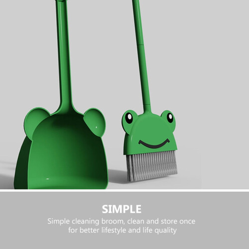 Kids Frog-Shaped Cleaning Broom, Green, 1 Pack 2