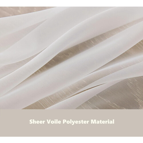 Cortinas de voile transparente bege 42"L x 72"A (pacote com 4) 1