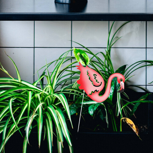 Gartenstecker mit rosa Flamingos aus Eisen, 2er-Pack 2