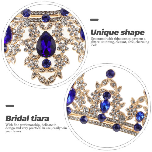 Brauttiara mit Strasssteinen, blaue Zinklegierung 2