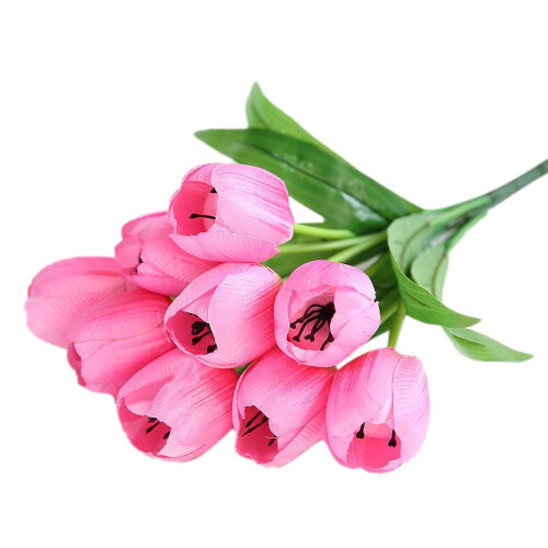 9 roze kunsttulpen, Real-Touch, 34 cm 2