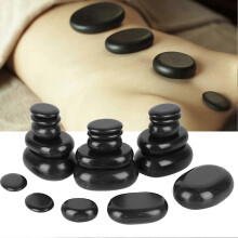20Pcs Black Basalt Hot Spa Oval Massage Stones Set, 1700g