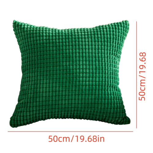 Housse de coussin décorative en velours côtelé vert 50 x 50 cm 1