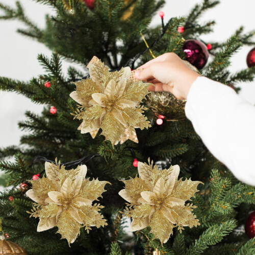 Glitzernde künstliche Blumenornamente, 14 cm 2