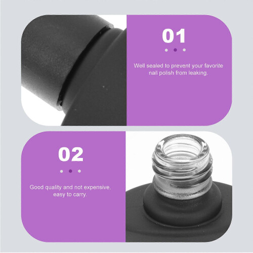 Oblate-Shape Nail Polish Bottle for Manicure 10Pcs Black Set 2