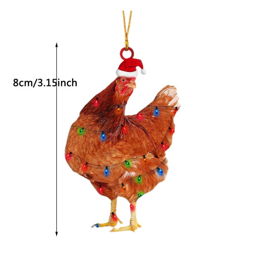 Acryl kippenornament voor de kerstboom 2