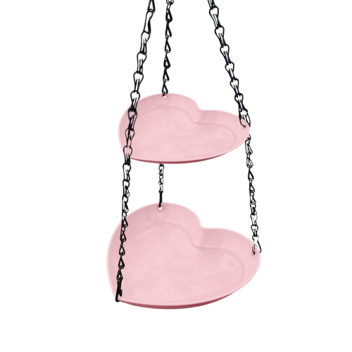 Double-Layer Outdoor Suspended Bird Feeder Pink 1