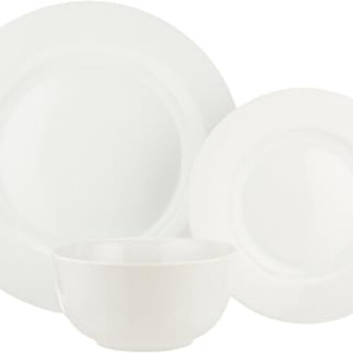 18-Piece White Porcelain Dinnerware Set for 6 1