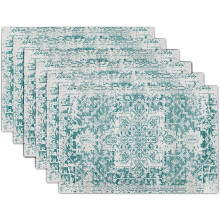 Set van 6 linnen placemats in de kleur boho (grijs/groenblauw)