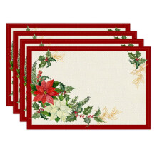 Set van 4 kerstplacemats, 30 x 45 cm, linnen