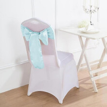 Hellblaue Stuhlschleifen aus Satin mit Schleifen, 20 Stück