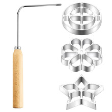 Ensemble de moules à rosettes avec manche en bois (lot de 4)